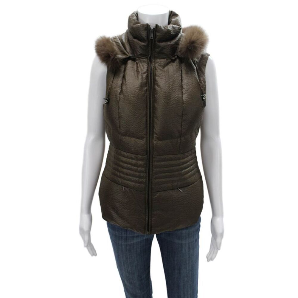 Belle Fare Womens Quilted Brown Vest Size M